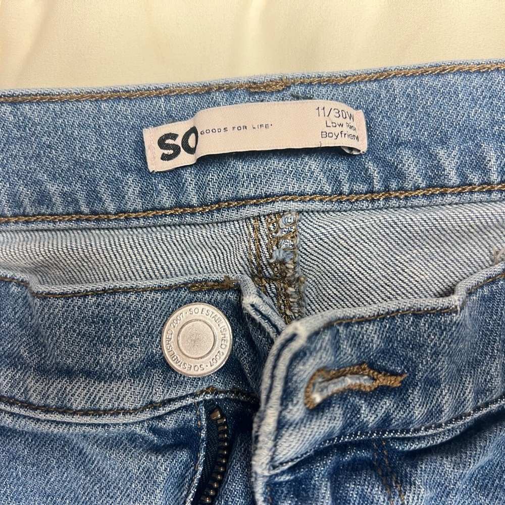 SO Women's Light Blue Ripped Boyfriend Jeans